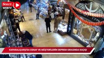 Kaparalıçarşı'da esnaf ve müşterilerin deprem sırasında kaçışı kamerada