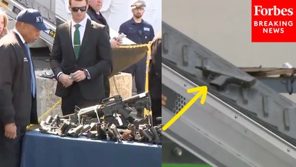NYC Mayor Eric Adams Unveils Gun-Shredder At Press Briefing Highlighting Illegal Gun Seizures