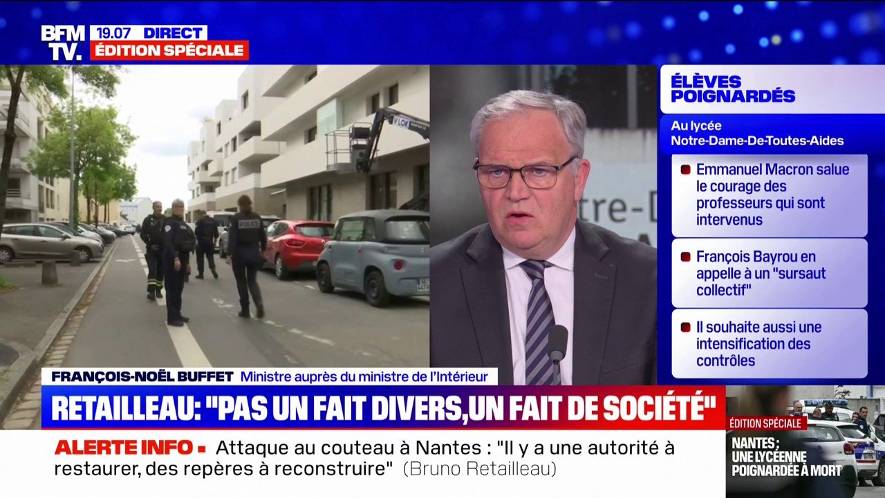 Attaque au couteau dans un lycée à Nantes: "Nous constatons une augmentation de la violence chez les jeunes", explique François-Noël Buffet, ministre auprès du ministre de l'Intérieur