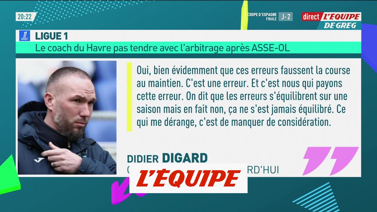 Le coup de gueule de Digard sur l'arbitrage de Saint-Étienne - Lyon - Foot - Ligue 1 - Le Havre