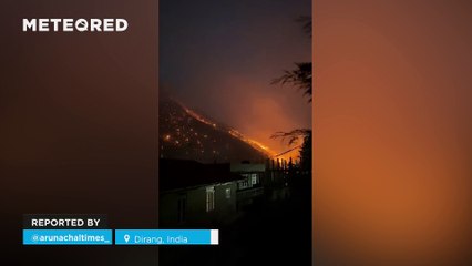 Devastating wildfire in Dirang, India! The blaze left striking images of the mountains in flames