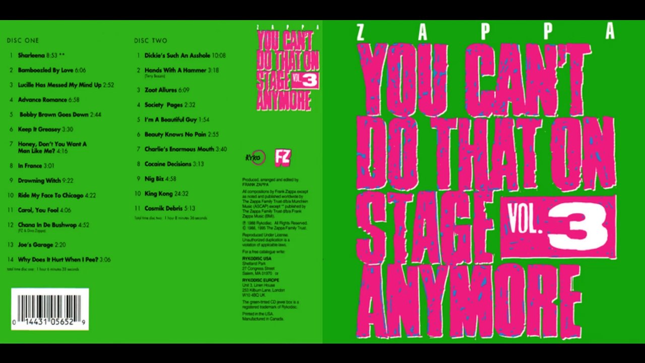 FRANK ZAPPA...01 - Sharleena - 02 - Bamboozled by Love - 03 - Lucille Has Messed My Mind Up