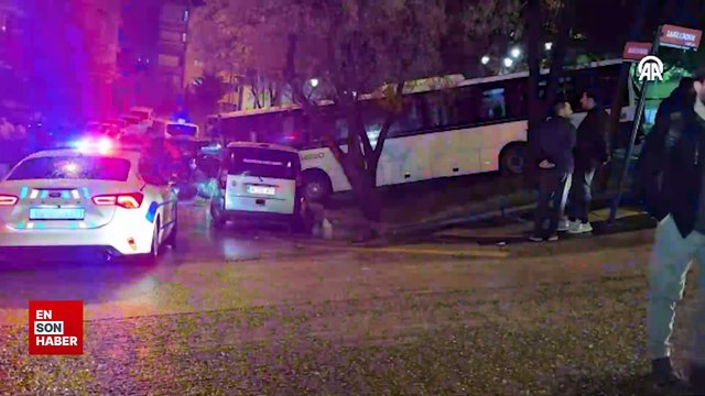 Ankara'da freni boşalan işçi servisi araçlara çarparak durabildi