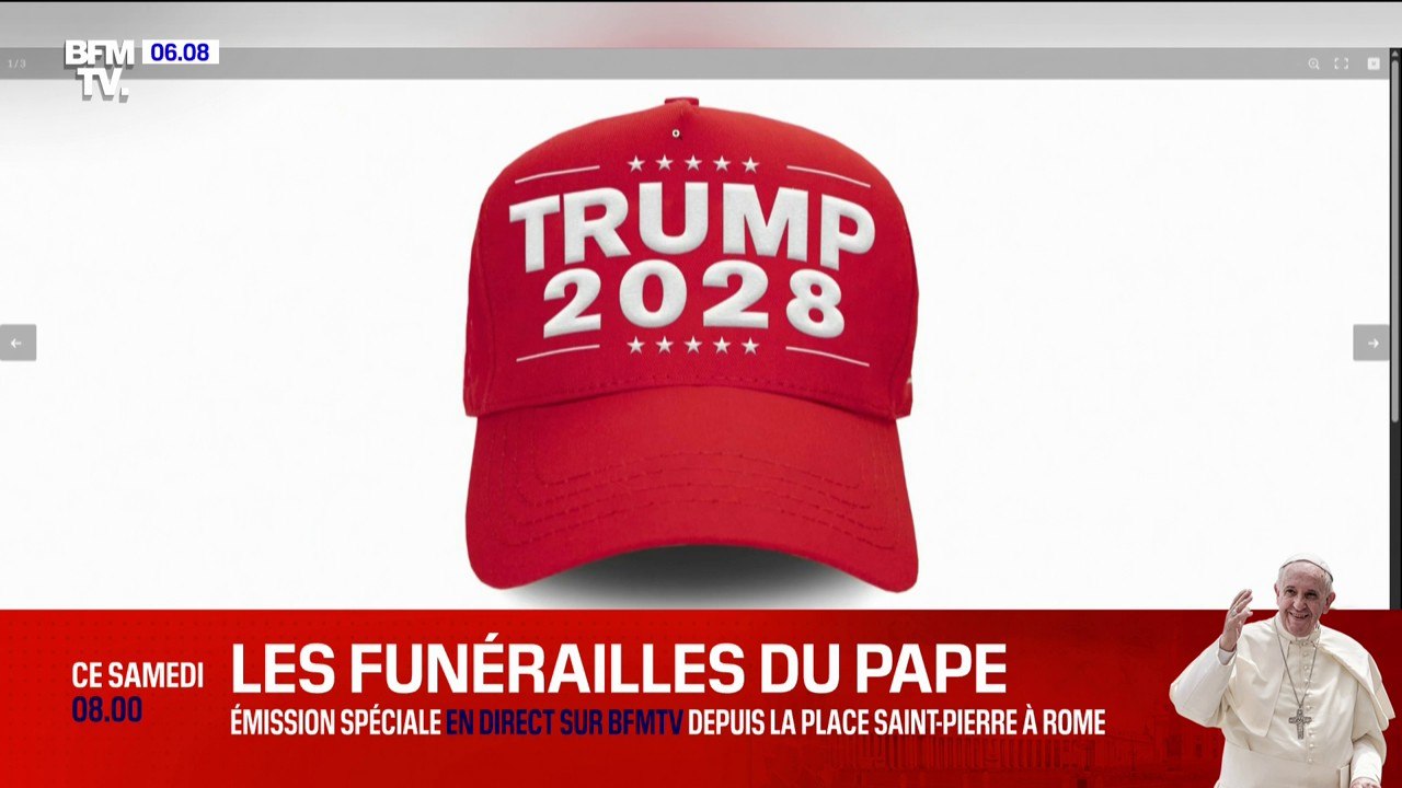 Des casquettes et tee-shirts "Trump 2028" en vente sur la boutique de Donald Trump