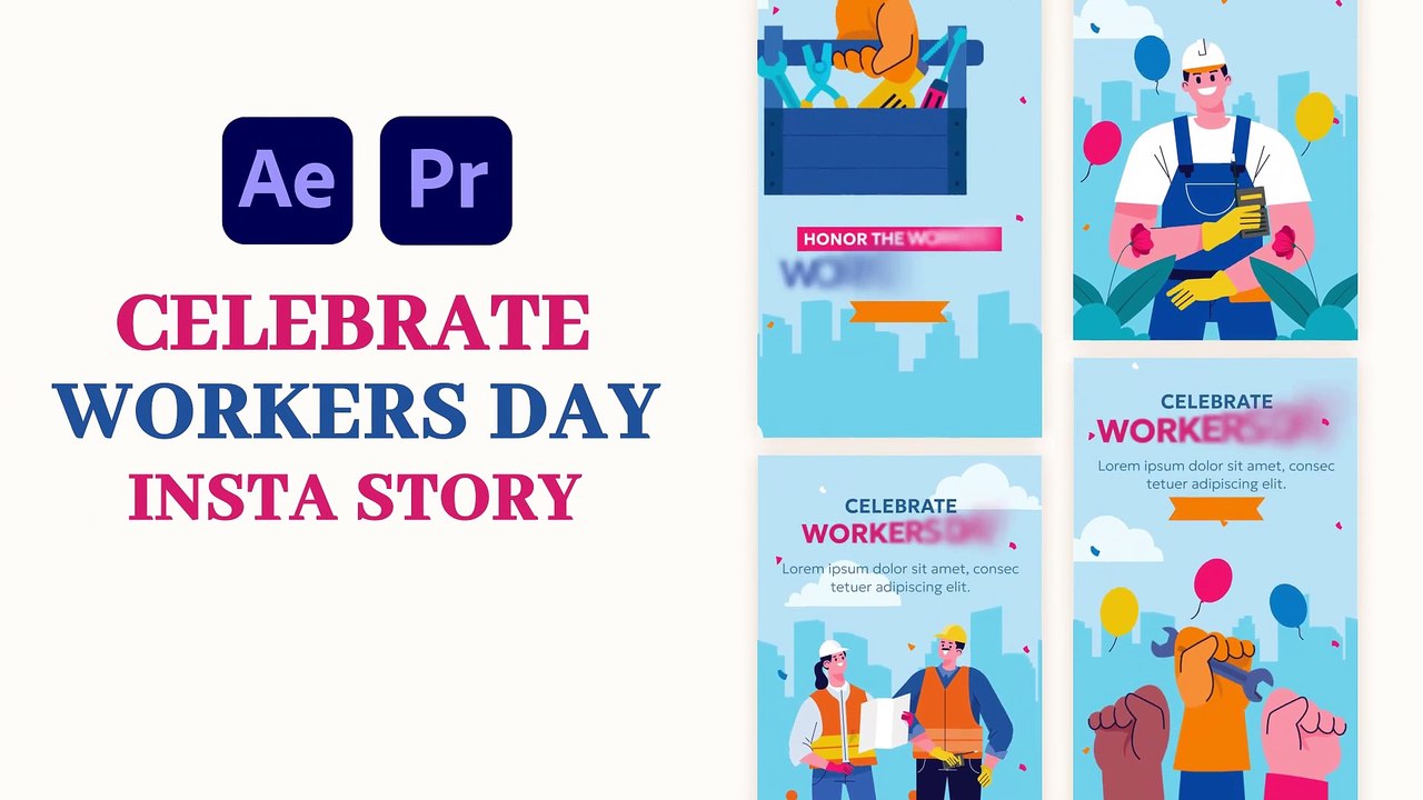 Workers Day Instagram Story, Elements ft. effort & factory - AE Template - Worldasr.com