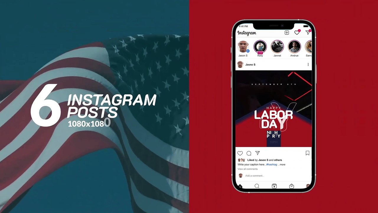Labor Day Instagram Posts & Stories - AE Template - Worldasr.com