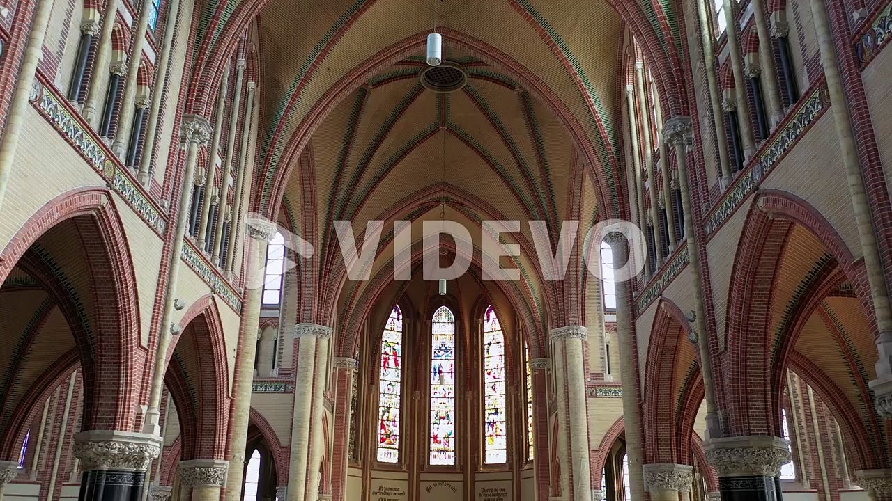 Ceiling And Stained-Glass Windows Of Old Gouda Church