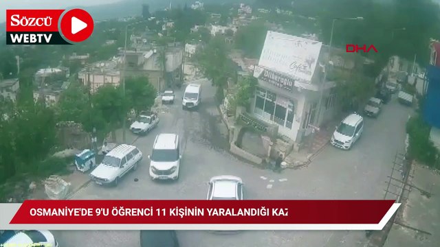 Osmaniye'de 9'u öğrenci 11 kişinin yaralandığı kaza kamerada