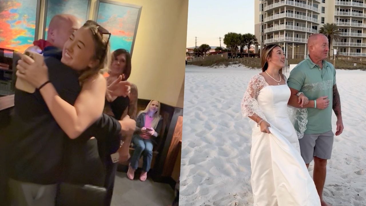 Airman Dad Surprises Daughter Before Her Wedding After Secretly Returning From Overseas | Happily TV