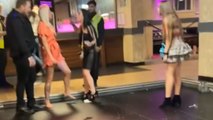 Nightclub chaos: Girl gets pushed and meets floor in wild club brawl