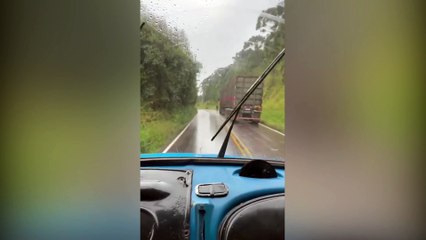 Câmera registra o momento que motorista evita tragédia no Paraná