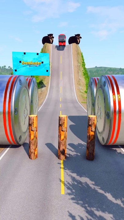 Cars & Buses vs Logs - BeamNG.Drive