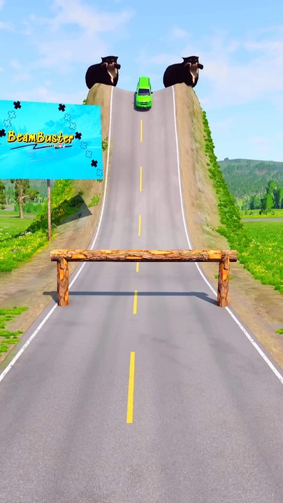 Cars & Cargo Truck vs Log Fence - BeamNG.Drive