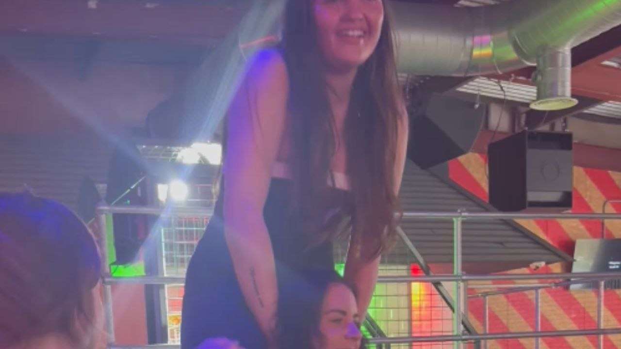 Hairdressers go bowling but end up creating a hilarious human tower tumble