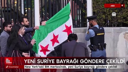 New York'taki BM merkezinde, yeni Suriye bayrağı göndere çekildi