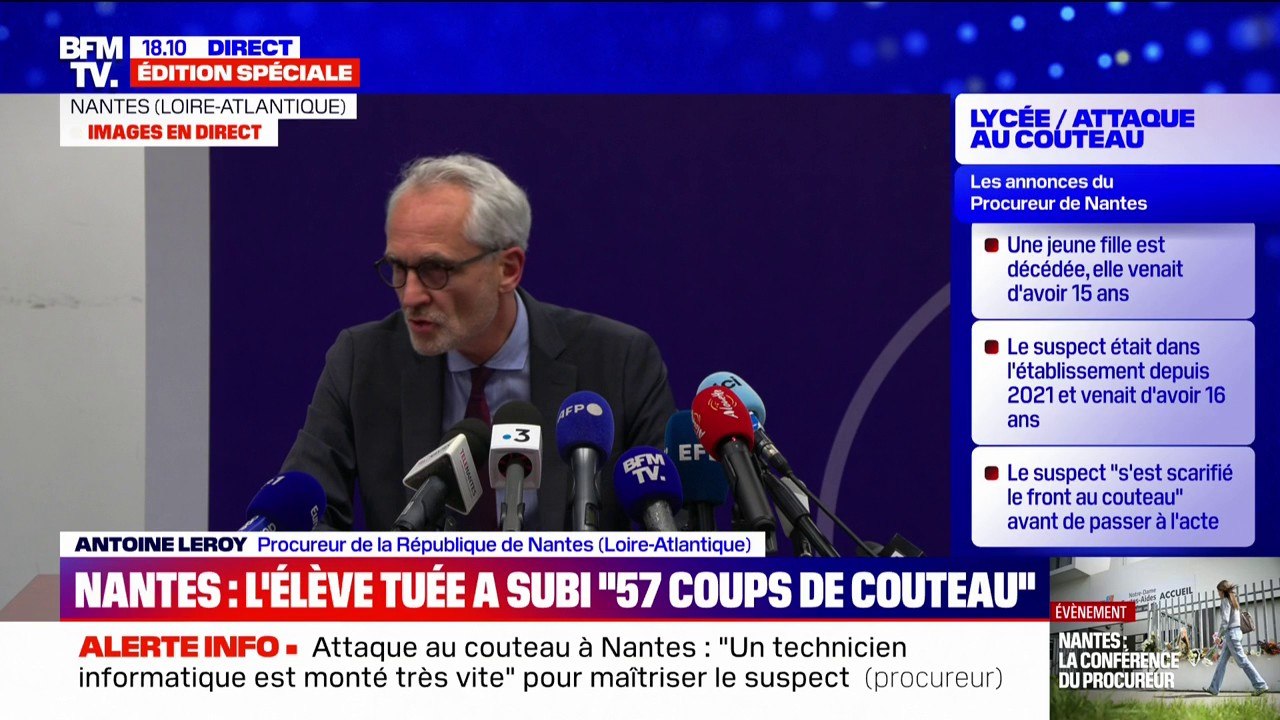 Attaque au couteau dans un lycée à Nantes: le suspect s'en est ensuite pris "au hasard" à "trois étudiants", indique le procureur
