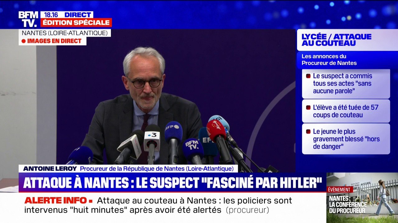 Attaque au couteau dans un lycée à Nantes: la dernière victime "est hors de danger", indique le procureur