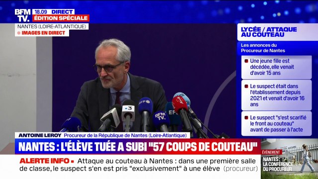 Attaque au couteau dans un lycée à Nantes: le technicien en informatique a asséné un coup de chaise dans le dos et sur le crâne du suspect, indique le procureur