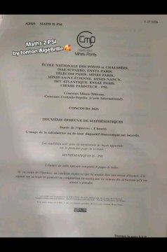 Sujet Mines Maths 2 filière PSI 2025 🔥