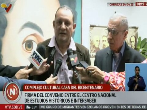 Caracas | Realizan firma de Convenio entre el Centro Nacional de Estudios Históricos e Intersaber