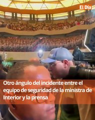Otro ángulo del incidente entre el equipo de seguridad de la ministra de Interior y la prensa