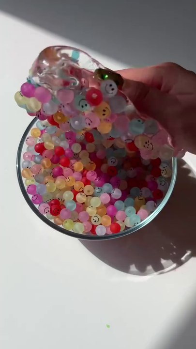 fun fact- the beads we use for this slime (high, how are you) are the most expensive beads we've ever used... but it's worth it bc look at it ☻