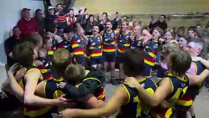 Beaufort players sing the song after win over Waubra