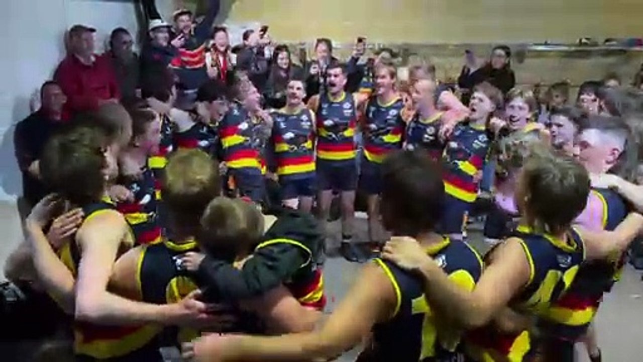 Beaufort players sing the song after win over Waubra