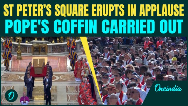 Pope Francis’ Coffin Carried Out of St. Peter’s Basilica| Crowds Clap as Pontiff’s Funeral Begins
