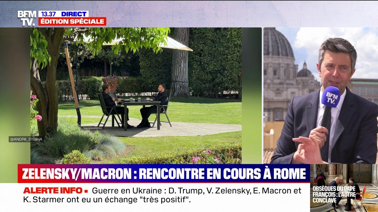 Guerre en Ukraine: Emmanuel Macron et Volodymyr Zelensky s'entretiennent à Rome