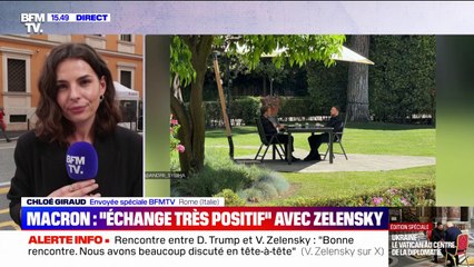 Emmanuel Macron qualifie son échange avec Volodymyr Zelensky de "très positif" en marge des obsèques du pape François