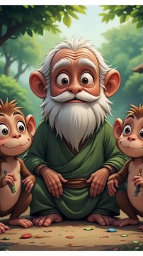 The Wise Old Man and His Three Monkeys ⁨@smilentales⁩