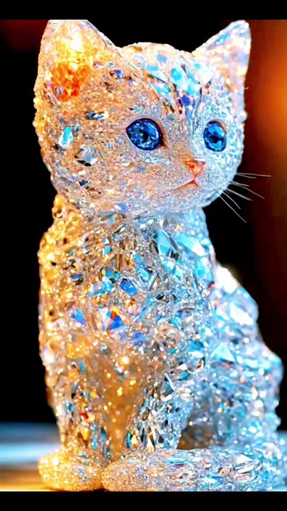 "Diamond Cat: Witness the Most Beautiful Crystal Cat Ever!"