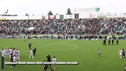 Denizlispor küme düştü, taraftarlar koltukları parçaladı