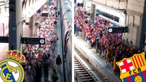 Copa del Rey: Fiesta culé en una estación de tren en Sevilla
