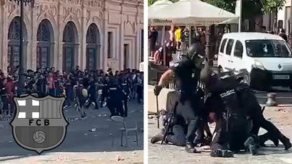 Aficionados del Barcelona protagonizan altercados con la policía previo a la final de Copa del Rey