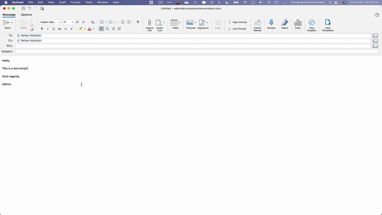 How to SEND a Carbon Copied Email On Your Microsoft Outlook Account Using a Mac  - Basic Tutorial