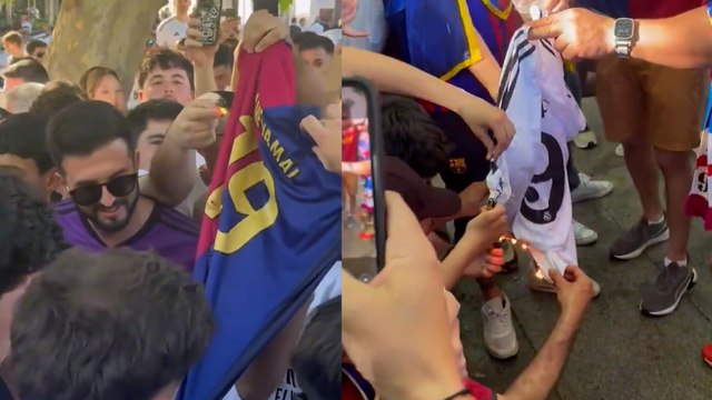 La afición del Madrid y del Barça profanan las camisetas de Lamine Yamal y Mbappé