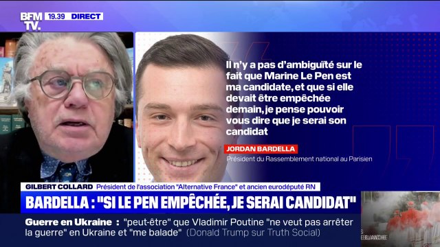 Bardella candidat potentiel pour la présidentielle 2027: pour Gilbert Collard, ancien eurodéputé RN, si Jordan Bardella prononce cette phrase, c'est qu'il est sous pression