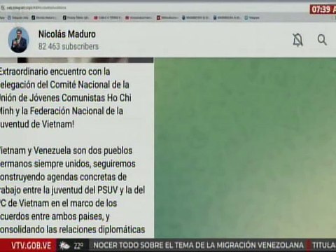 Pdte. Maduro sostuvo un encuentro con la delegación vietnamita de la Unión de Jóvenes Comunistas