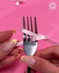 Tiny bows in seconds with this fork trick🎀