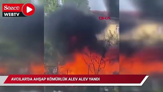 Avcılar'da ahşap kömürlük alev alev yandı