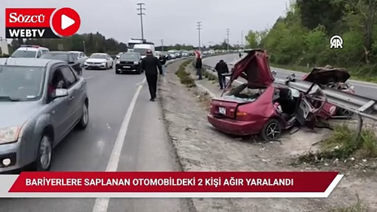 Bariyere çarpan otomobildeki 2 kişi ağır yaralandı