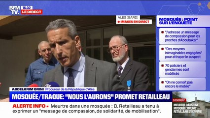 Meurtre dans une mosquée du Gard: la piste d'un acte à caractère anti-musulman privilégiée mais "ce n'est pas la seule", détaille le procureur d'Alès