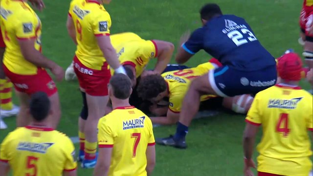 TOP 14 - Essai de Lenni NOUCHI (MHR) - Montpellier Hérault Rugby - USA Perpignan