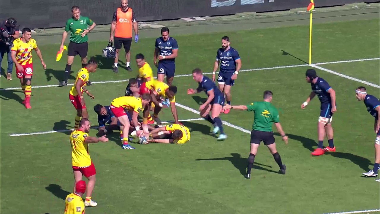 TOP 14 - Essai de Lucas VELARTE (USAP) - Montpellier Hérault Rugby - USA Perpignan