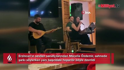 Sahnede görünmez kaza... Hoparlör böyle devrildi!