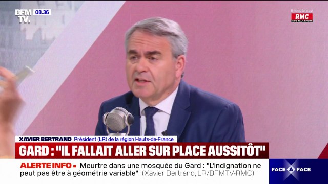 Meurtre dans une mosquée du Gard: Xavier Bertrand (LR) dénonce les politiques qui font l'amalgame entre les islamistes (...) et nos compatriotes musulmans