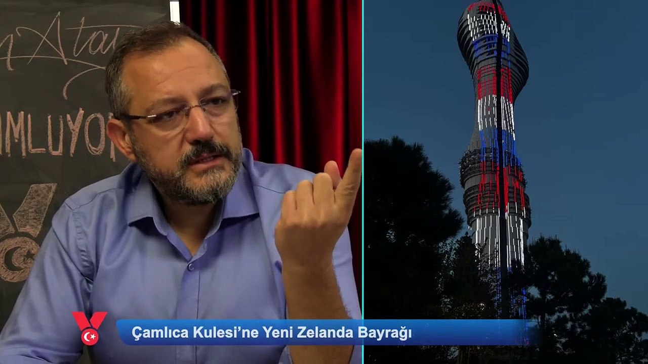 Çamlıca Kulesi'ne 25 Nisan'da Anzak bayrağı yansıtıldı