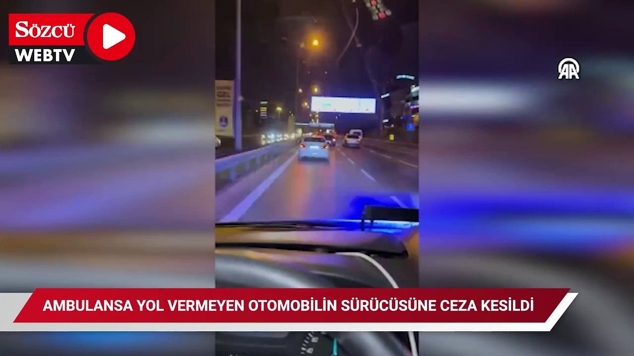 Maltepe'de ambulansa yol vermeyen otomobilin sürücüsüne ceza kesildi